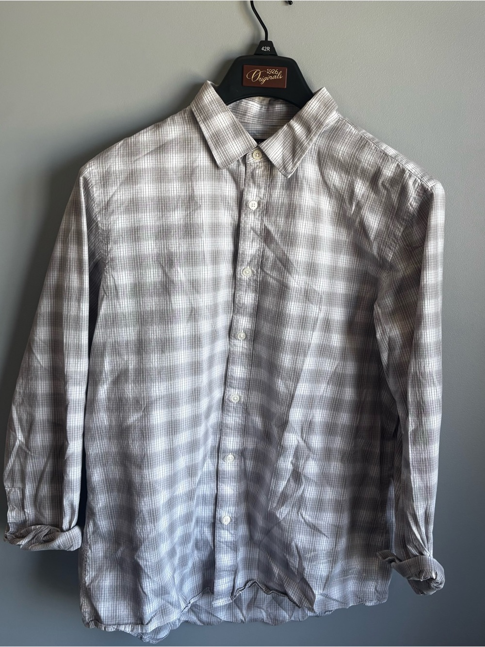 Michael Kors Men's Gray Plaid Long-Sleeve Button-Down Shirt
